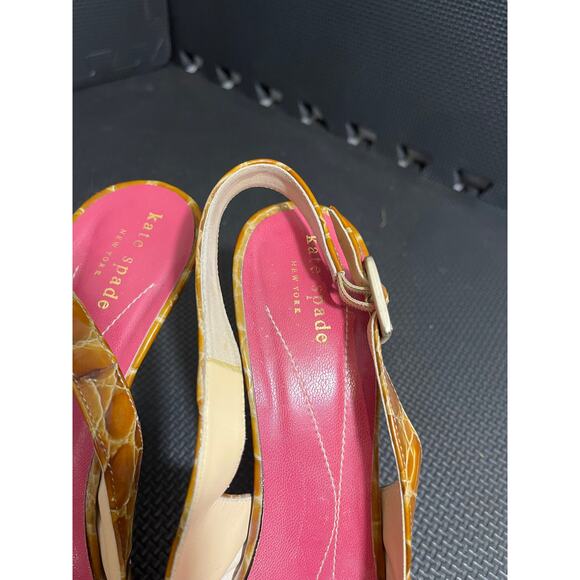 Kate Spade Snake Croc Print Slingback Leather Heels Sz 10B Pumps Made in Italy - Picture 3 of 11